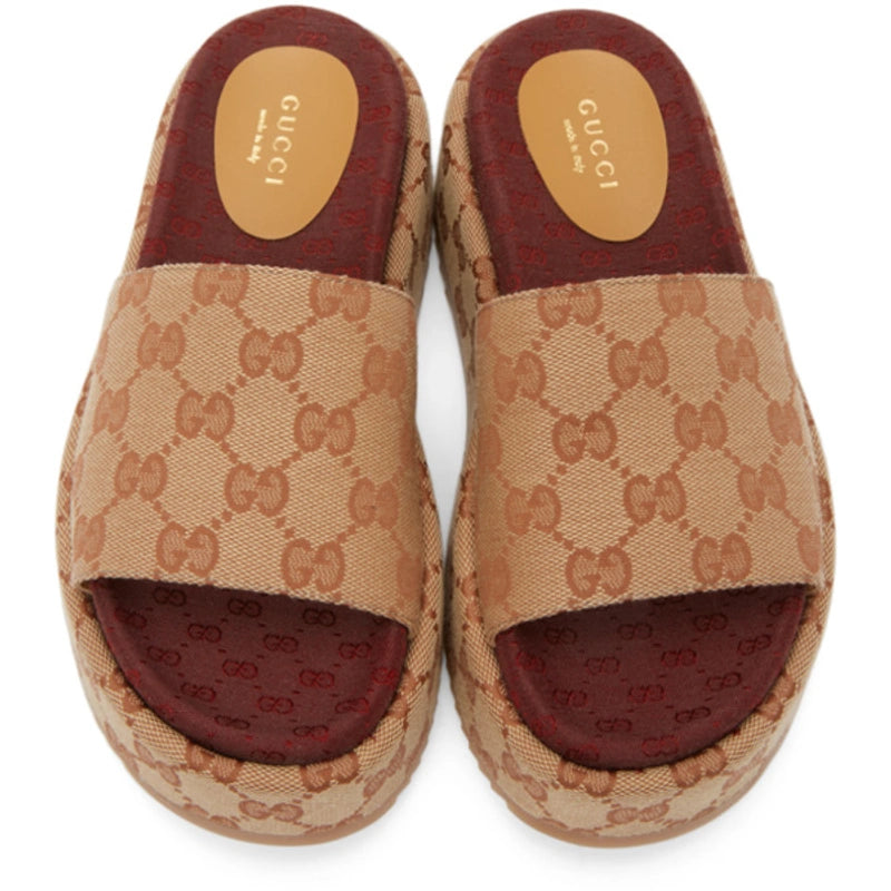 GUCCI Beige & Pink GG Angelina Sandals image 2