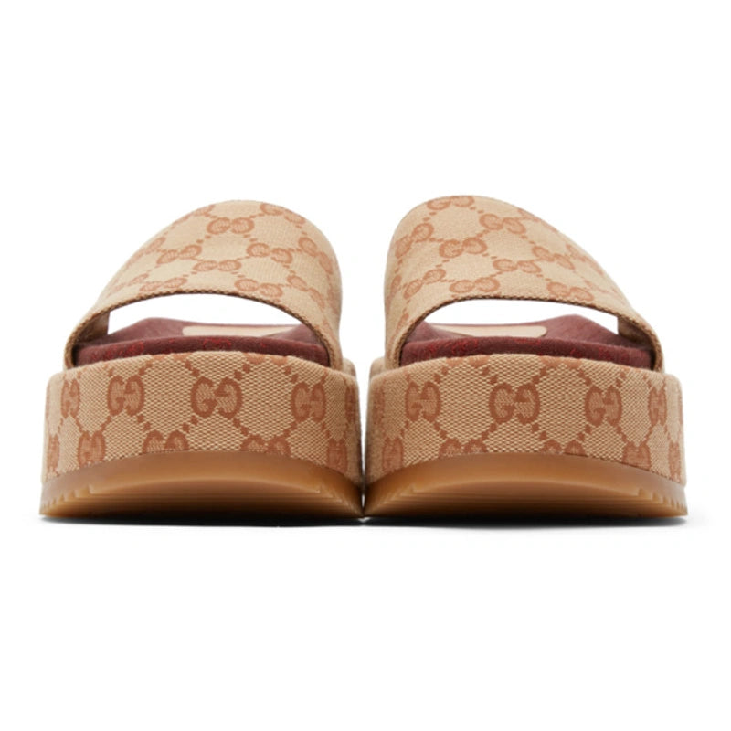 GUCCI Beige & Pink GG Angelina Sandals image 1