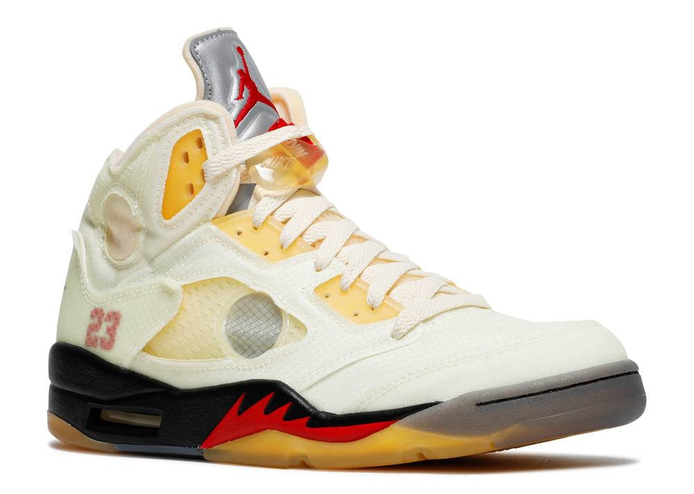 OFF-WHITE X AIR JORDAN 5 RETRO 'FIRE RED SAIL' image 1