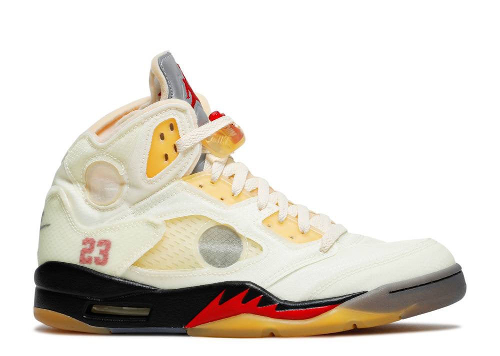OFF-WHITE X AIR JORDAN 5 RETRO 'FIRE RED SAIL' image 0