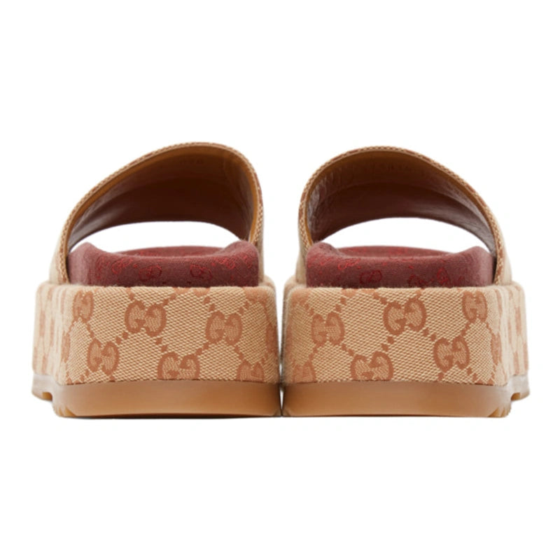 GUCCI Beige & Pink GG Angelina Sandals image 3