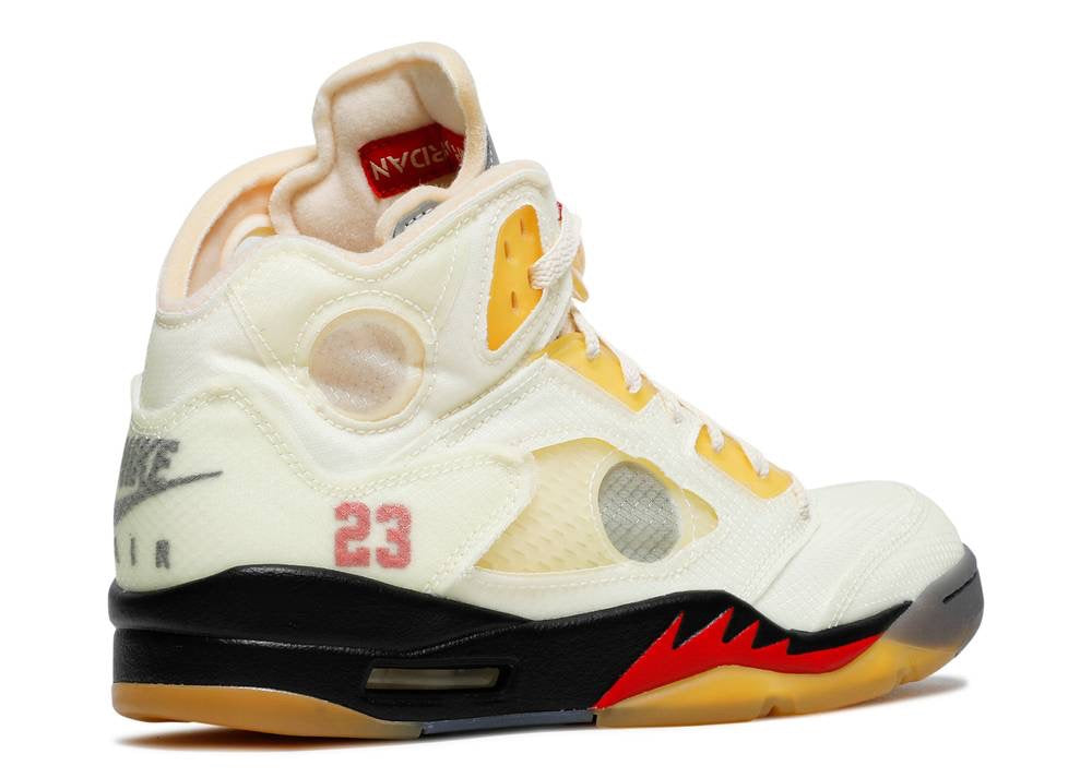 OFF-WHITE X AIR JORDAN 5 RETRO 'FIRE RED SAIL' image 2